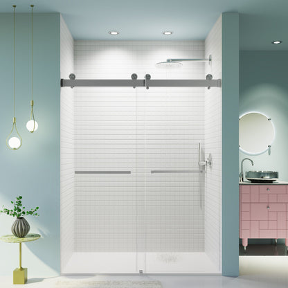 Frameless Double Sliding Soft-Close Shower Door, 3 / 8" (10Mm) Thick SGCC Tempered Glass Door, Matte Daily Nest