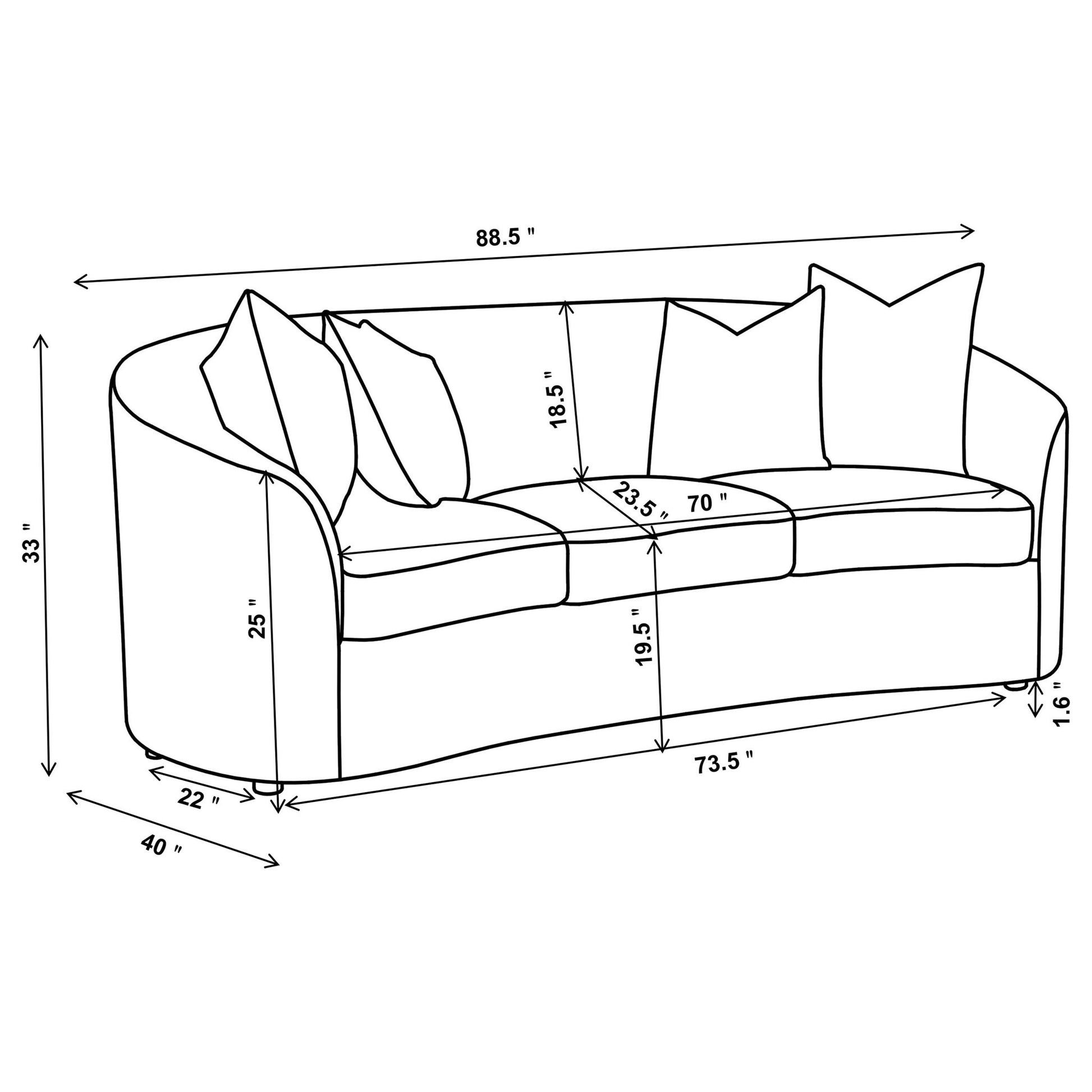 Rory - Sloped Arms Living Room Set Furniture Max