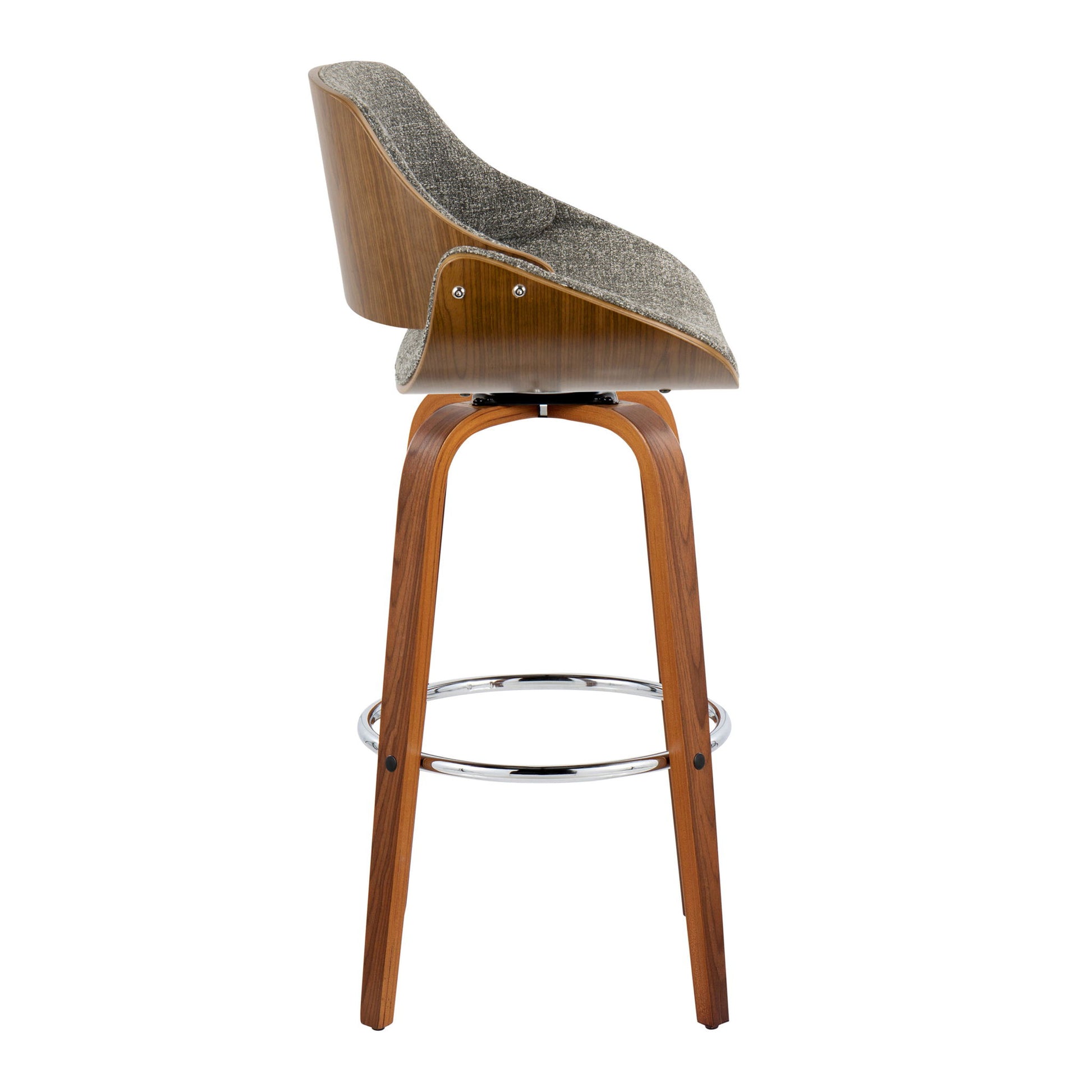 Fabrizzi - Mid Century Modern Fixed Height Barstool With Swivel With Round Footrest (Set of 2) Lumi Source