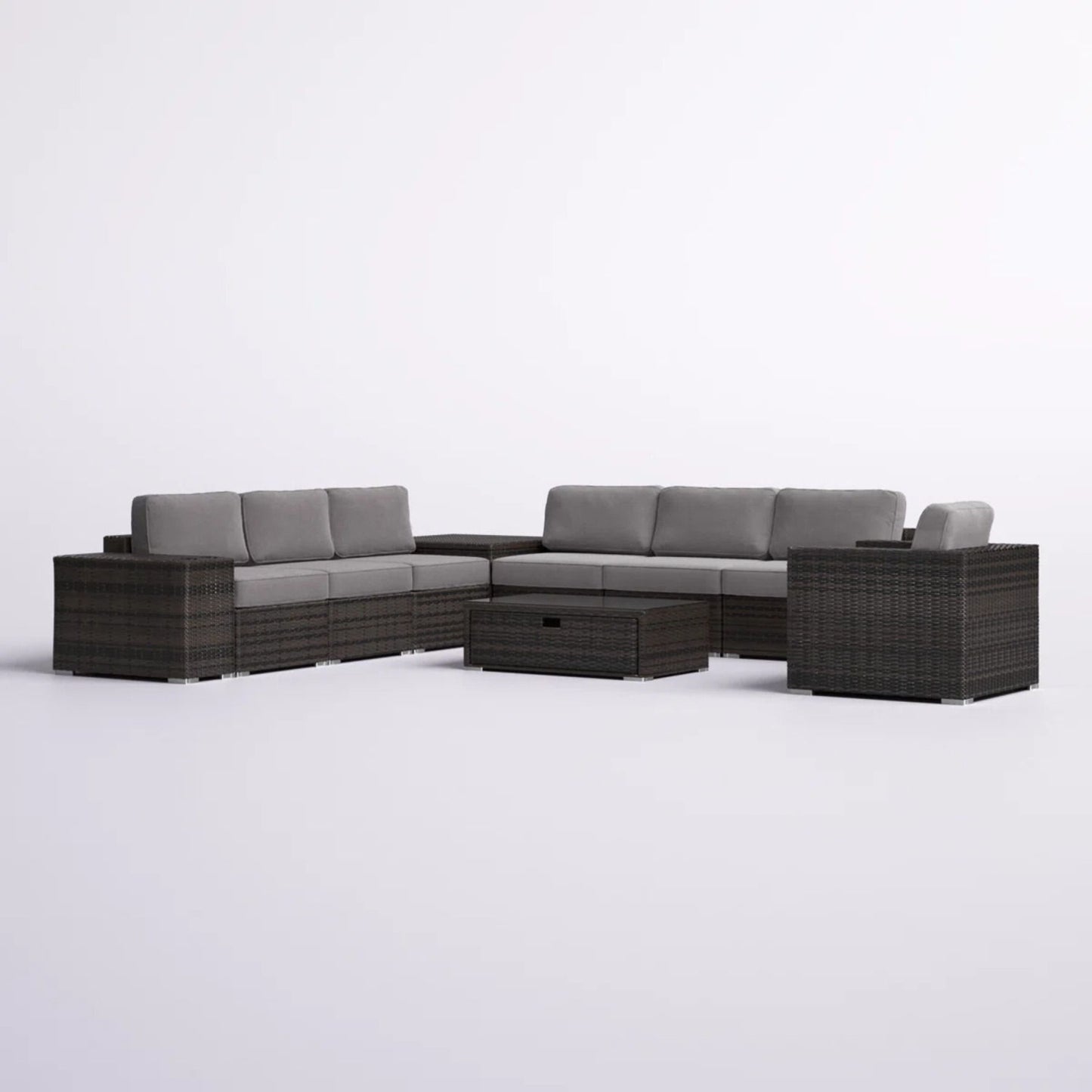 Modern Patio Rattan Sectional Set With Cushions LSI Patio Furniture