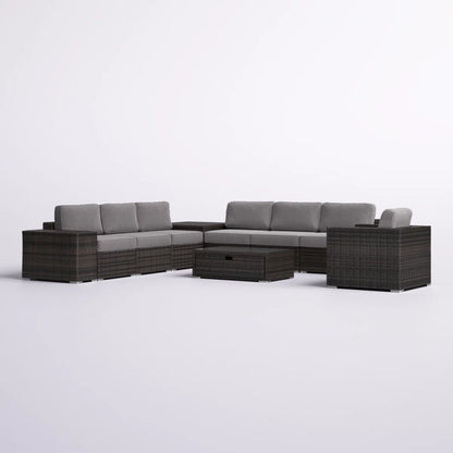 Modern Patio Rattan Sectional Set With Cushions LSI Patio Furniture