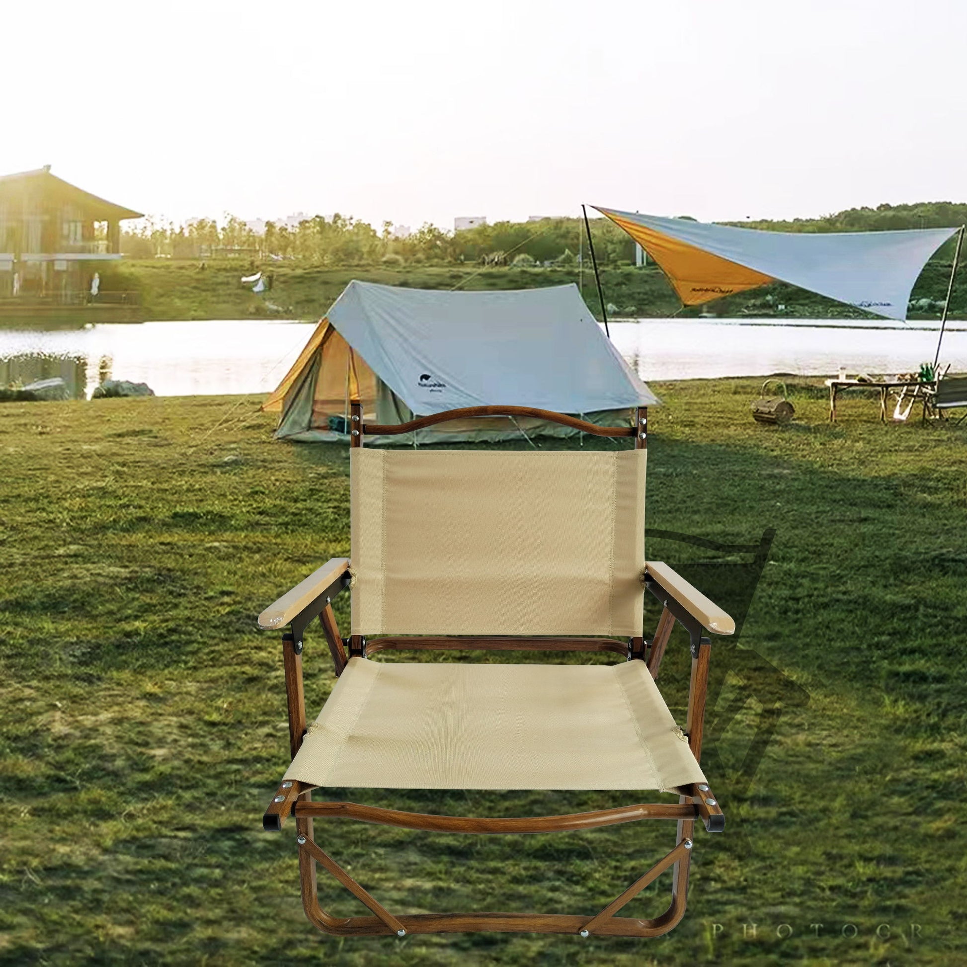 Comfy Foldable And Portable Chair With Armrests, Indoor And Outdoor (Set of 4) - Brown Home Essentials