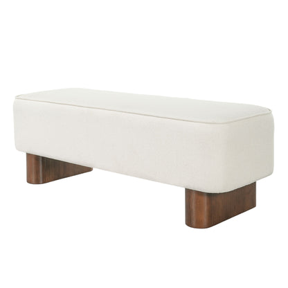 Upholstered Ottoman Bench With Thick Padded Design - Beige Noble House