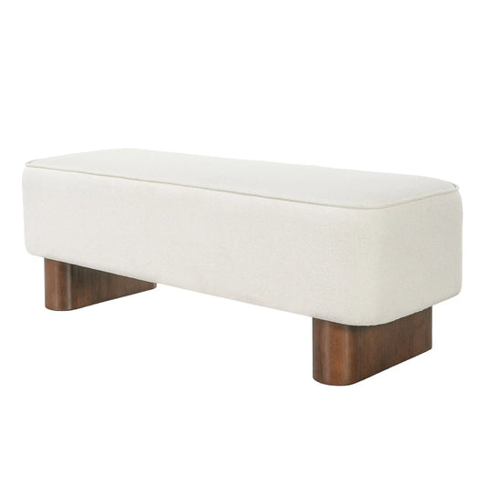 Upholstered Ottoman Bench With Thick Padded Design - Beige Noble House