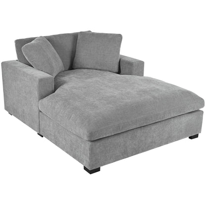 Oversized Chaise, Lounge Chair Classic Design, Soft Fabric, Durable Frame With Solid Wood Legs Noble House