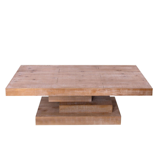 Modern Rustic Coffee Table, Rectangular Center Table For Living Room - Natural Wood Wash / Rustic Home Essentials
