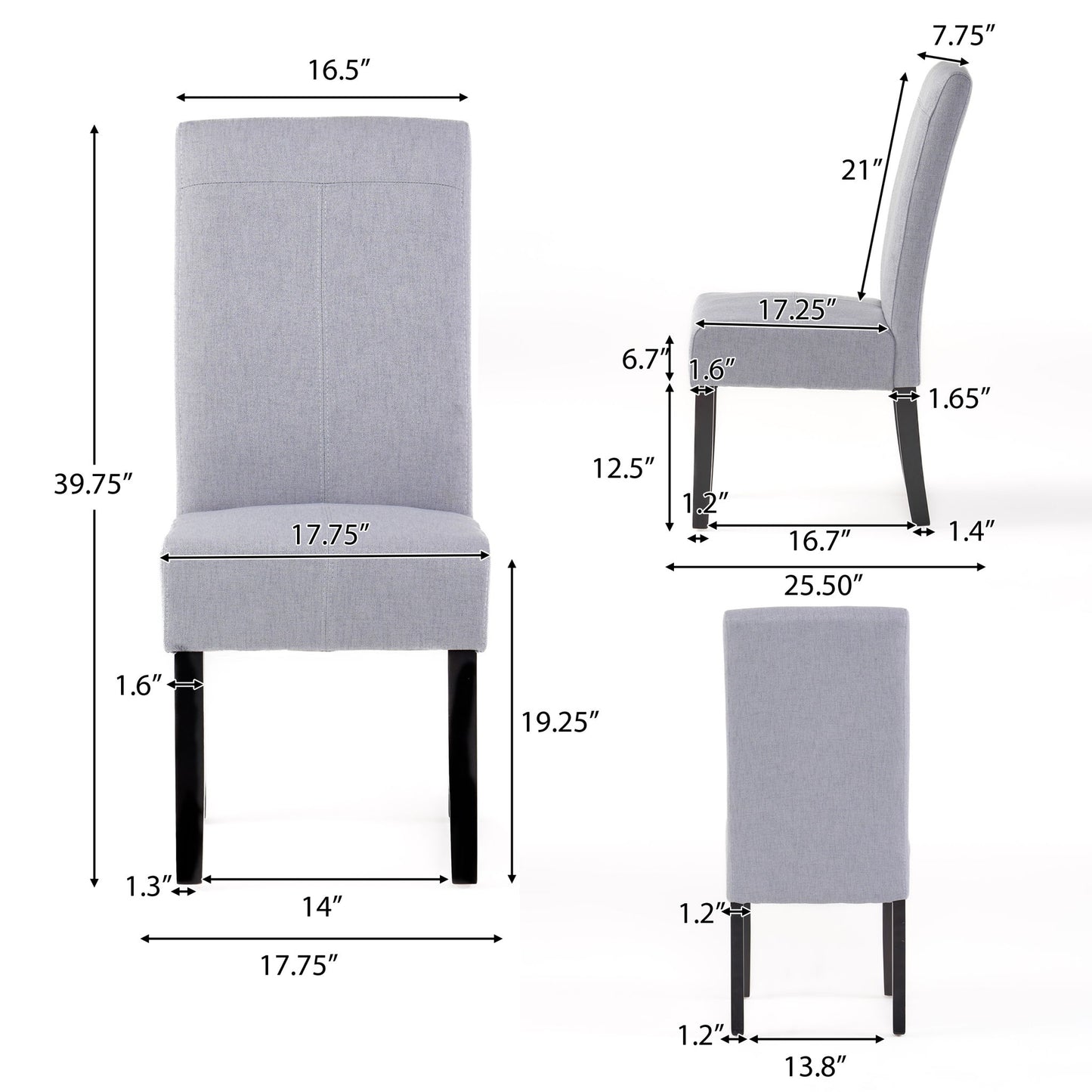 Amaranthine - Upholstered Dining Chair With High Back And Wood Legs (Set of 2) - Light Gray Noble House