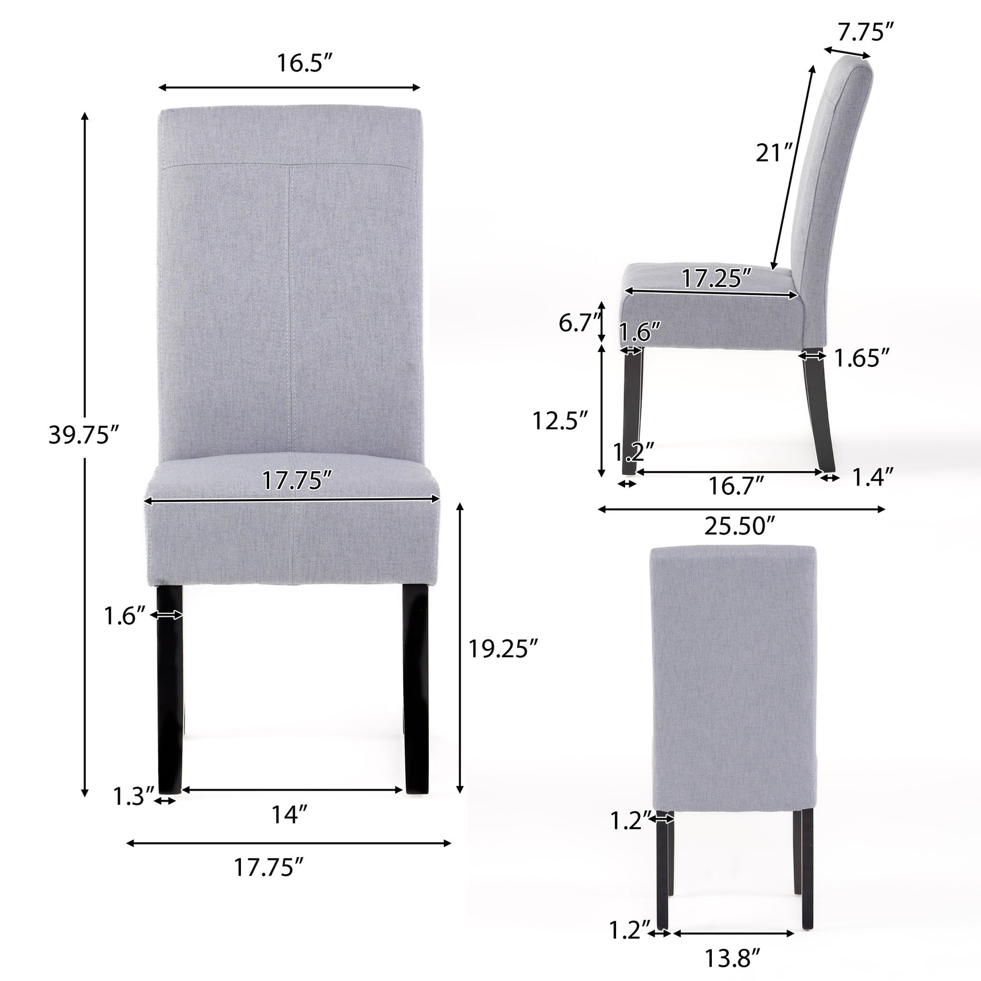 Amaranthine - Upholstered Dining Chair With High Back And Wood Legs (Set of 2) - Light Gray Noble House
