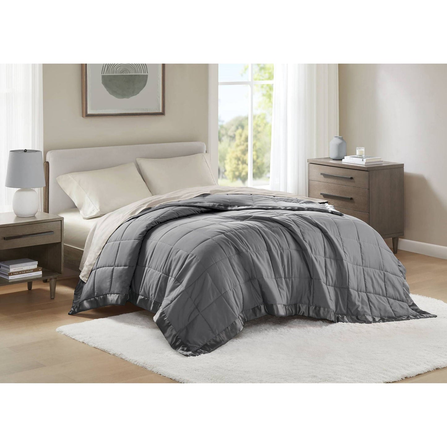 Windom - All Season Hypoallergenic Blanket With 3M Scotchgard - Charcoal Madison Park