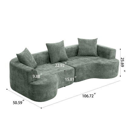 Modern Style Ultra Smooth Curved Sofa With 3 Pillows Home Essentials