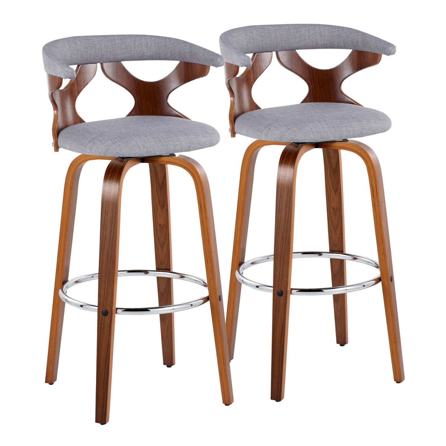 Gardenia - Mid Century Modern Fixed Height Barstool With Swivel With Round Footrest (Set of 2) Lumi Source