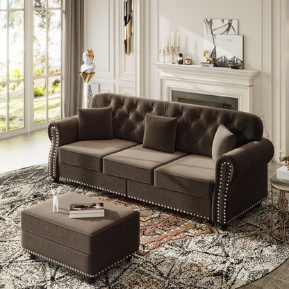 Upholstered Sofa Set With Nailhead Trim And Rolled Armrests, Includes Pillows Home Essentials