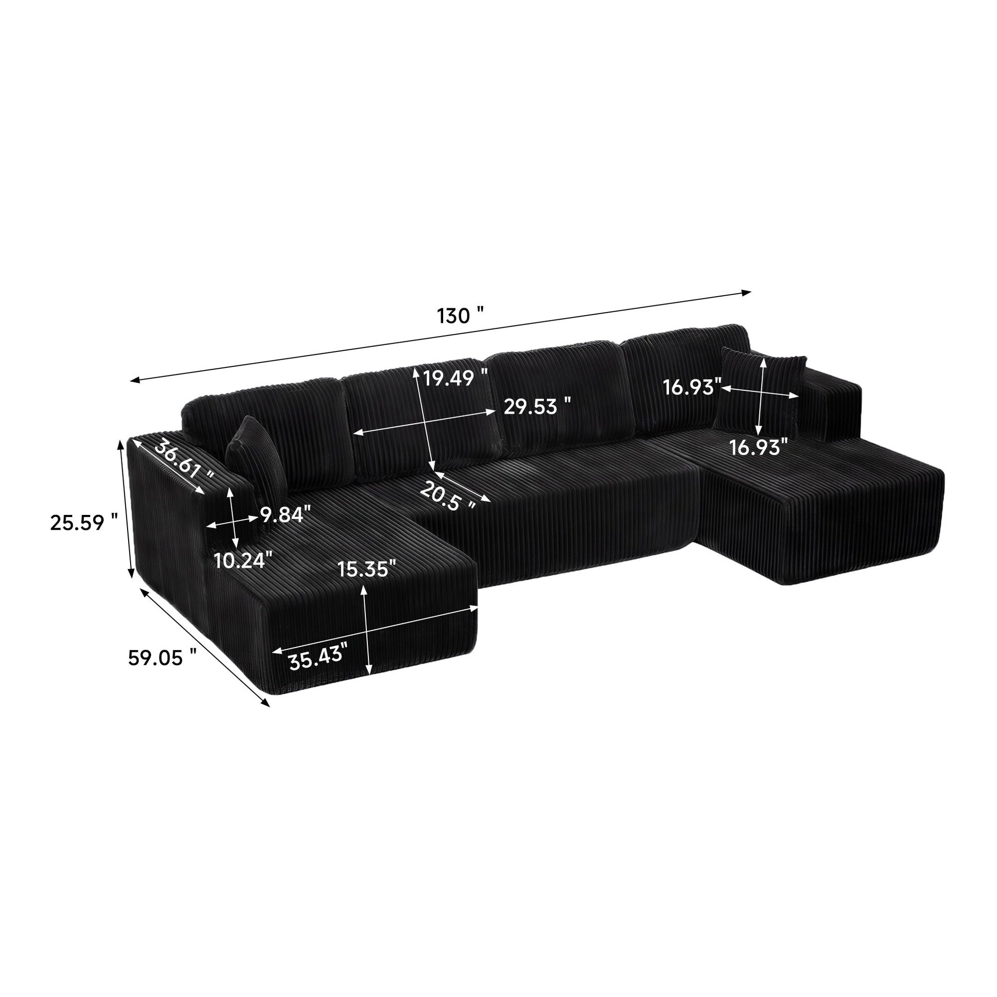 U-Shape Modular Sectional Sofa For Living Room Home Essentials