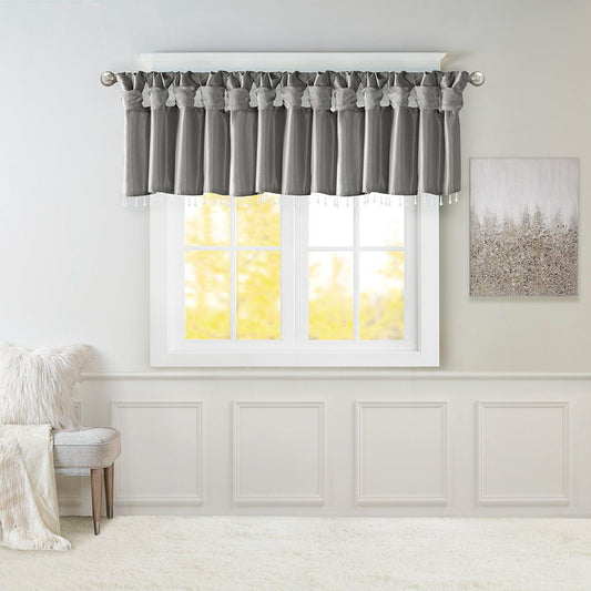 Emilia - Lightweight Valance With Beads - Charcoal