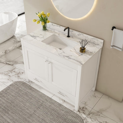 43" Bathroom Vanity, Multi Functional Cabinet - White Home Essentials