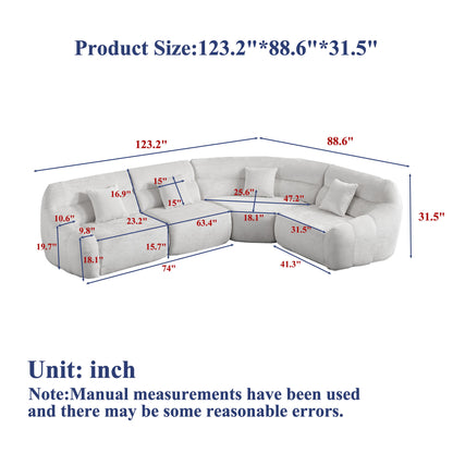 Luxury Curved Corner Sectional Sofa With 4 Pillows Home Essentials