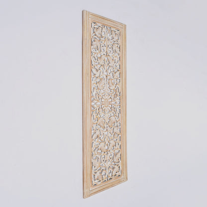 Floral Hand Carved Mandala Rectangular Wall Decor Accent - Gold / White Daily Nest