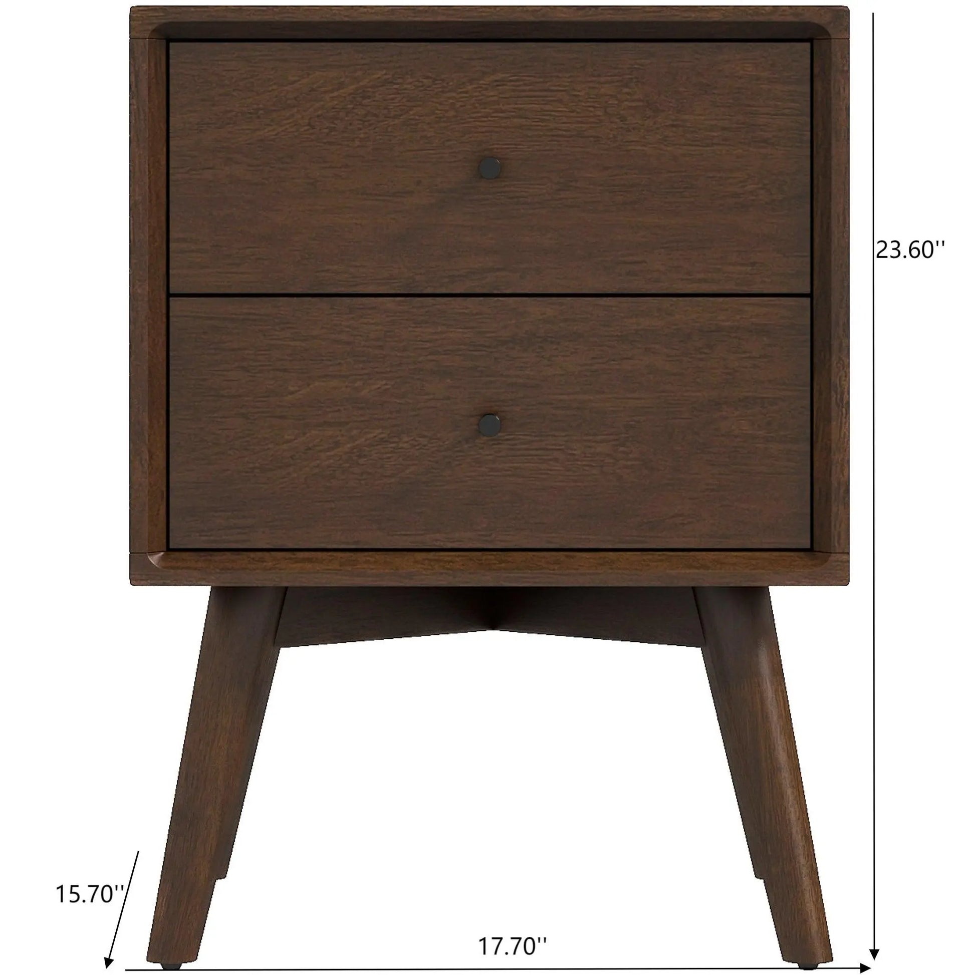 Caroline - Mid-Century Modern Style White Night Stand 2 Drawer Ashcroft Furniture