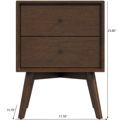 Caroline - Mid-Century Modern Style White Night Stand 2 Drawer Ashcroft Furniture