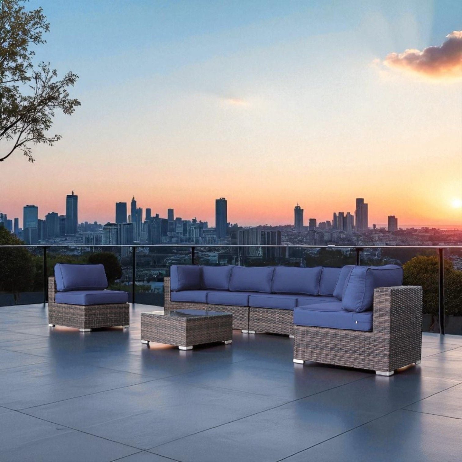Seating Set With Cushions Handcrafted Wicker Design LSI Patio Furniture