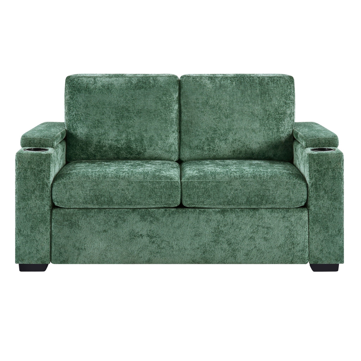 Pull Out Sofa Bed Loveseat With Twin Mattress, Cup Holders And Arm Storage Hearth and Haven