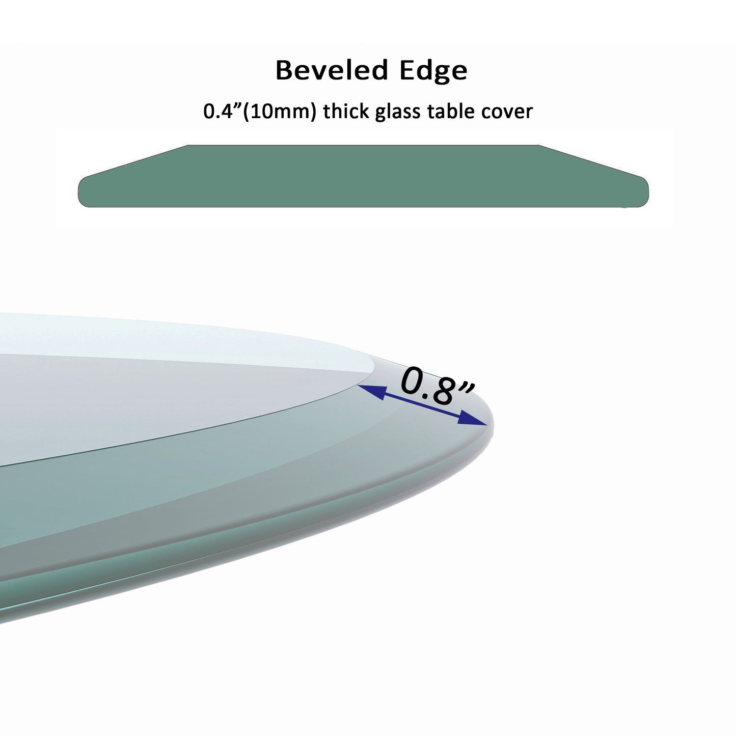 30" Round Tempered Glass Table Top Clear Glass 2 / 5" Thick Beveled Polished Edge - Transparent Home Essentials