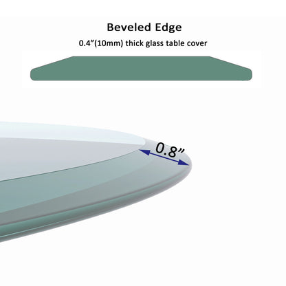 30" Round Tempered Glass Table Top Clear Glass 2 / 5" Thick Beveled Polished Edge - Transparent Home Essentials