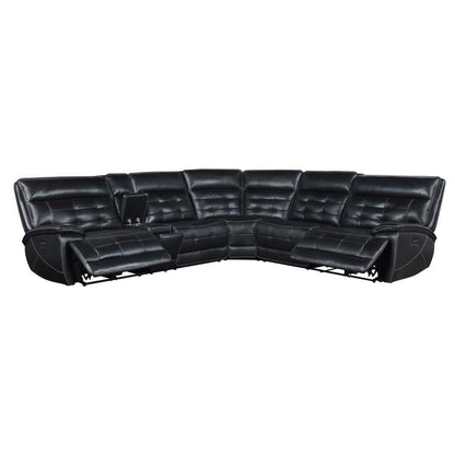 Hewitt - Leather Upholstered Power Reclining Sectional - Black Coaster Fine Furniture