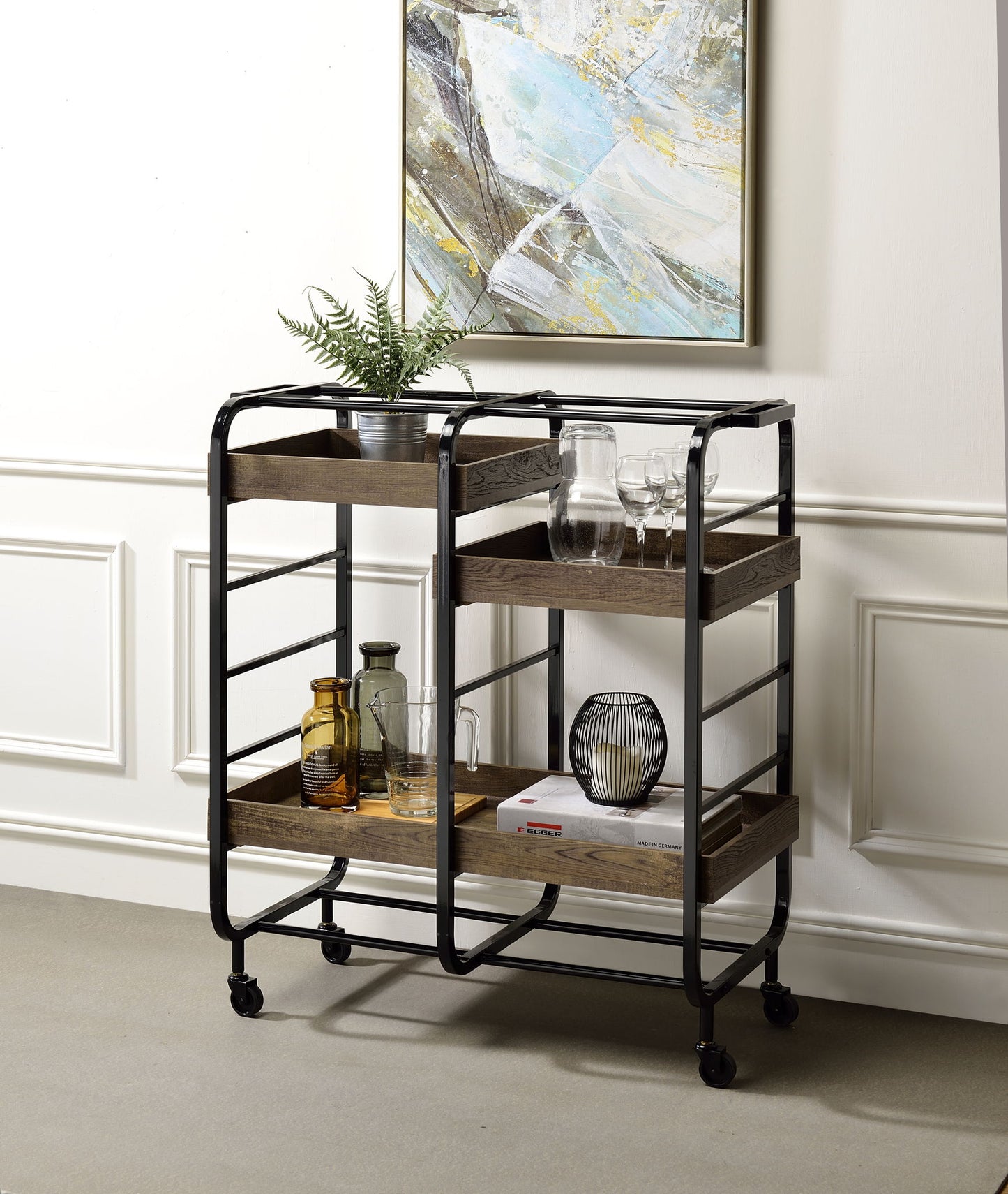 Vorrik - Serving Cart - Black / Walnut Acme