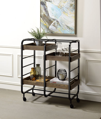 Vorrik - Serving Cart - Black / Walnut Acme