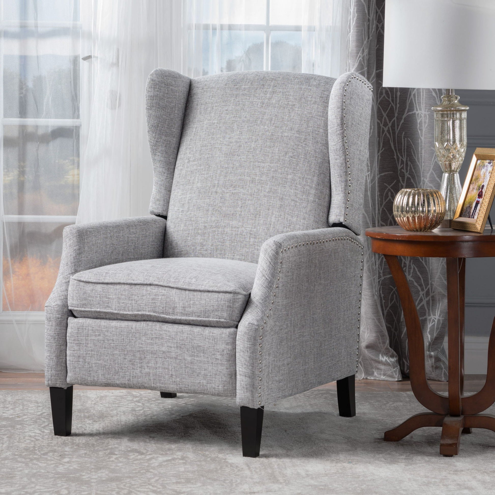 Westeros Wing Back Fabric Upholstered Recliner Noble House