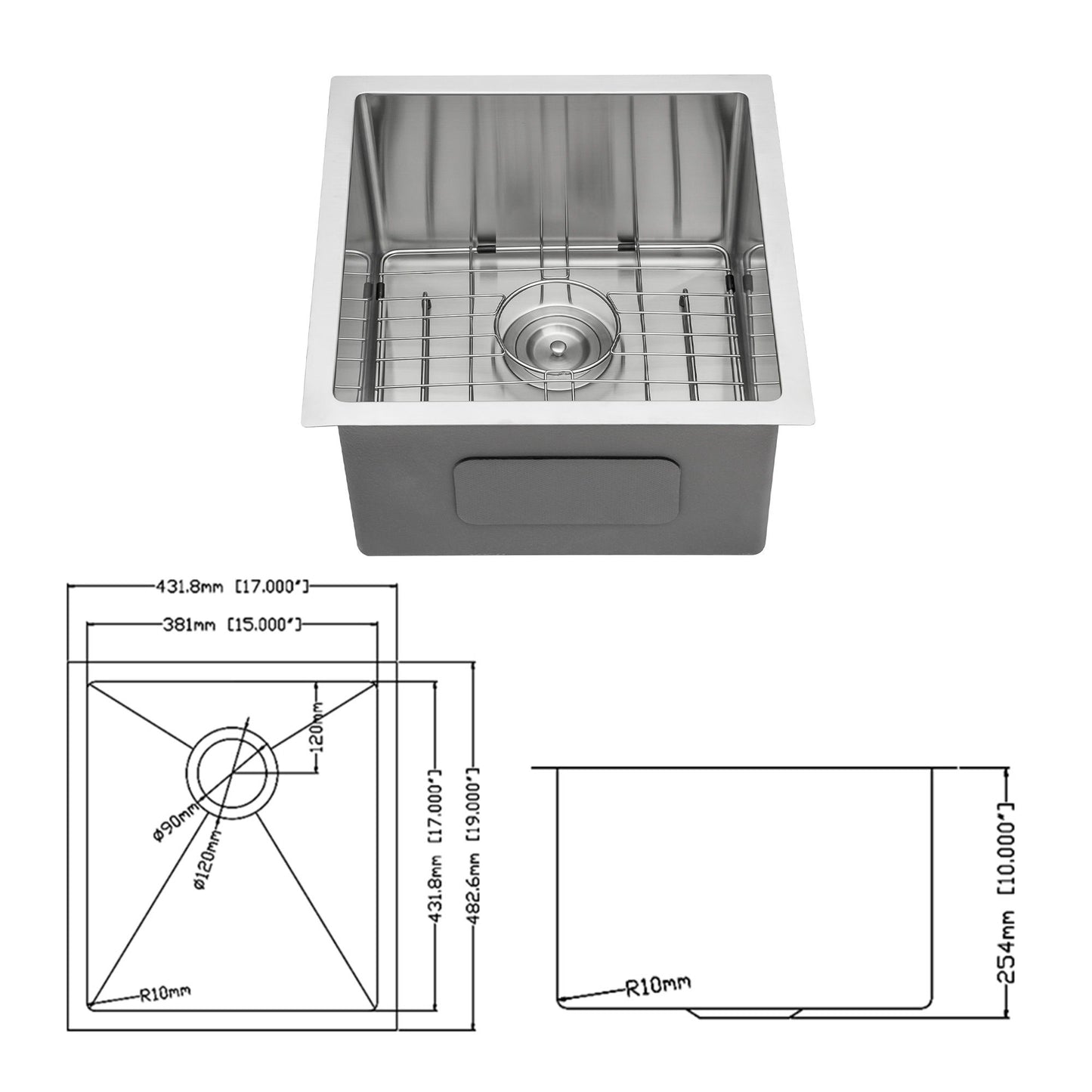 Modern Undermount Stainless Steel Kitchen Sink 16 Gauge, Deep Single Bowl Daily Nest