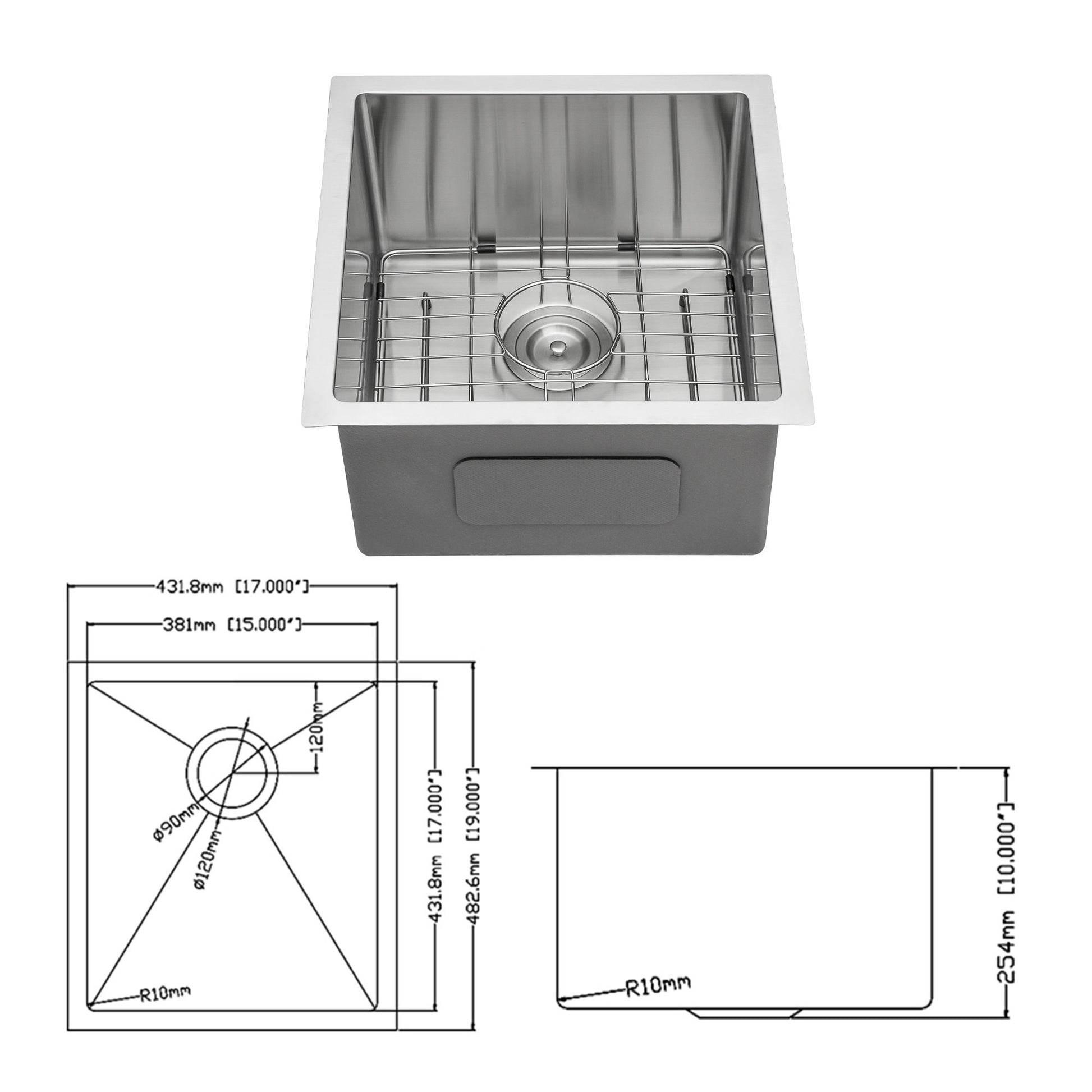 Modern Undermount Stainless Steel Kitchen Sink 16 Gauge, Deep Single Bowl Daily Nest