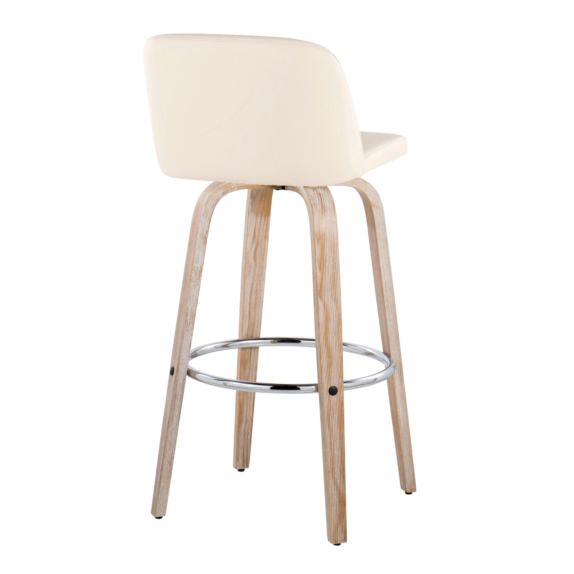 Toriano - Contemporary Fixed Height Barstool With Swivel & Round Footrest (Set of 2) Lumi Source
