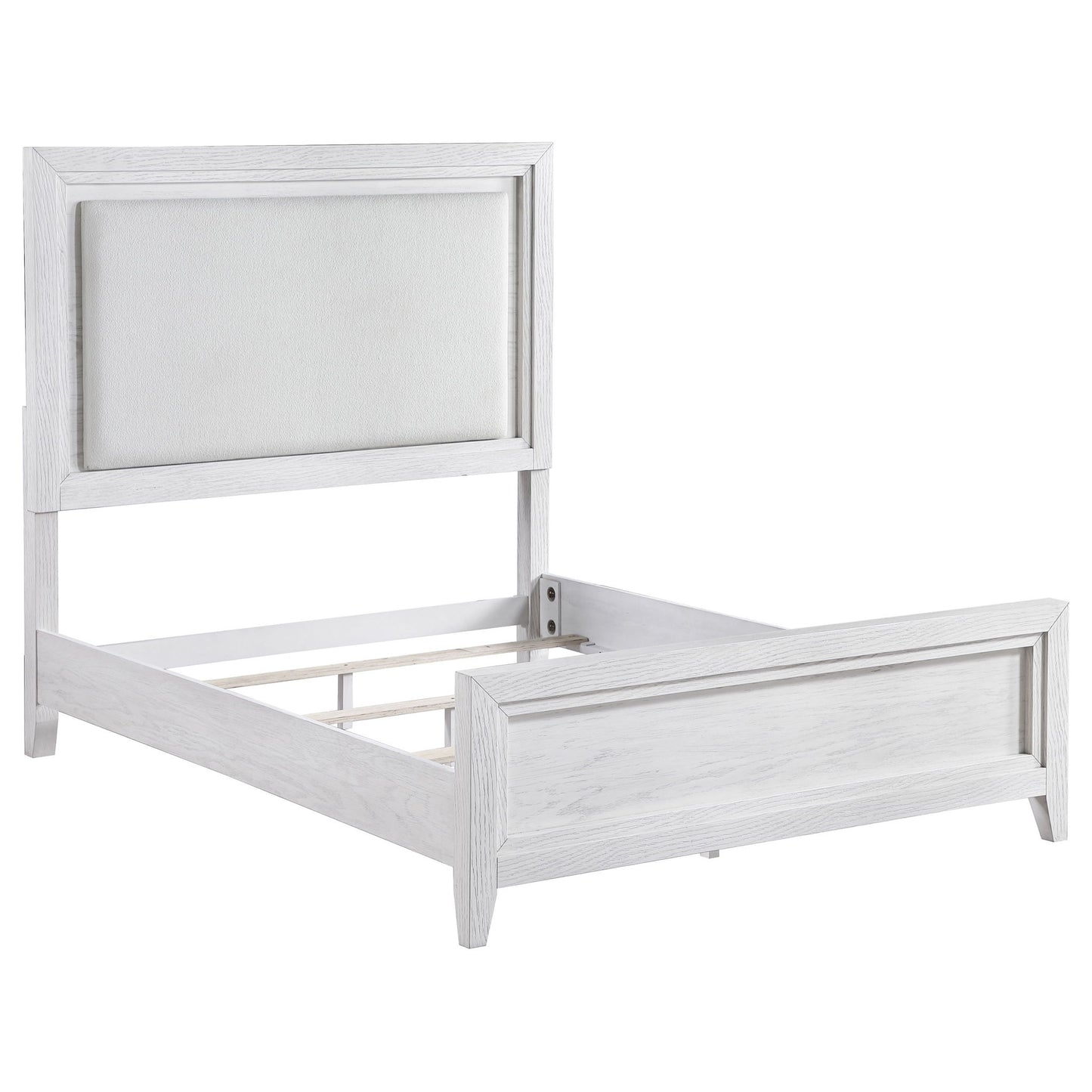 Marielle - Queen Headboard LED Panel Bed - Distressed White CoasterEveryday