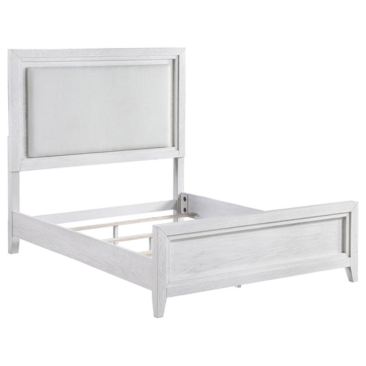 Marielle - Queen Headboard LED Panel Bed - Distressed White CoasterEveryday