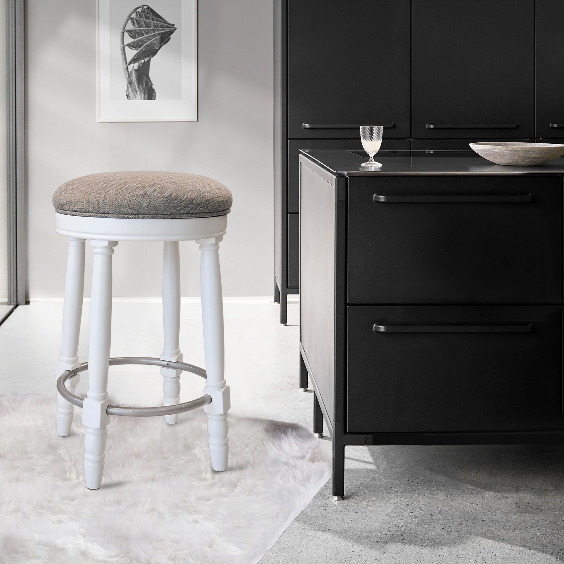 360° Swivel Wooden Barstools With Upholstered Seat, Counter Height (Set of 2) Home Essentials