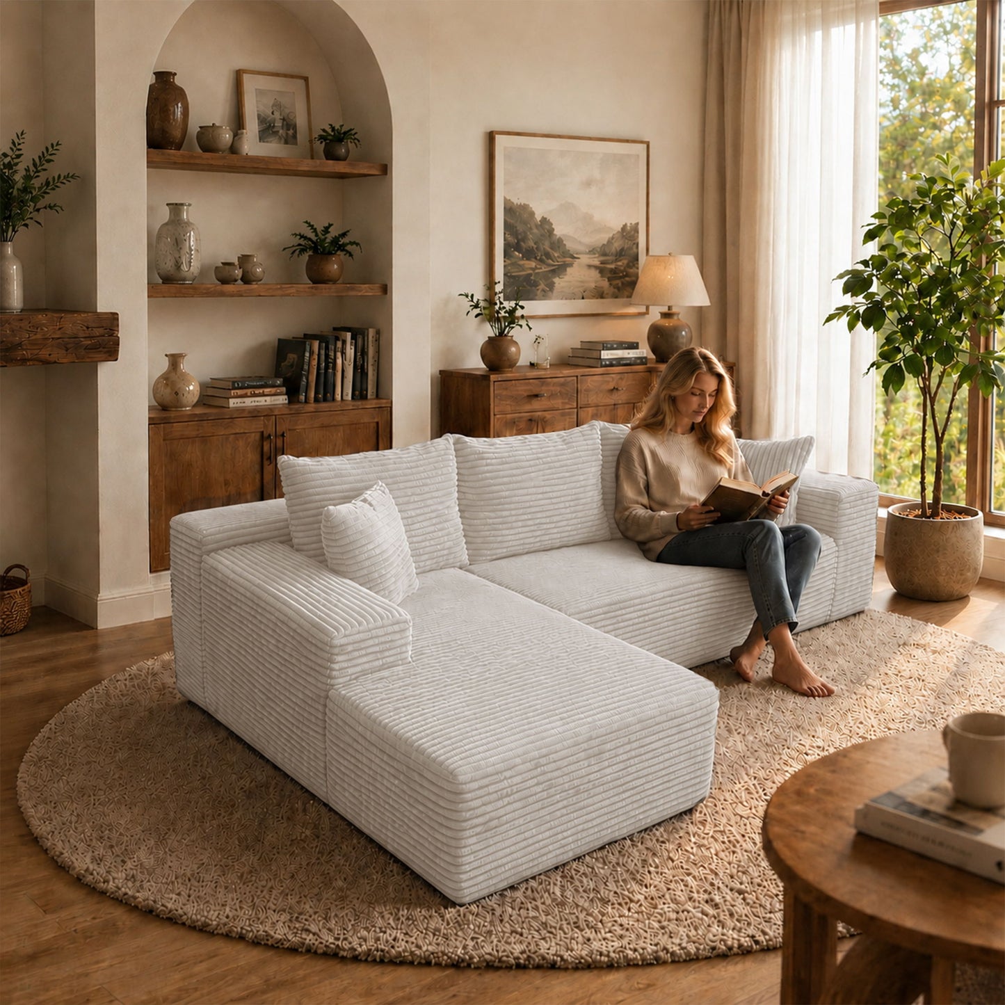 Modern L-Shaped Sectional Sofa With Left Facing Chaise Home Essentials