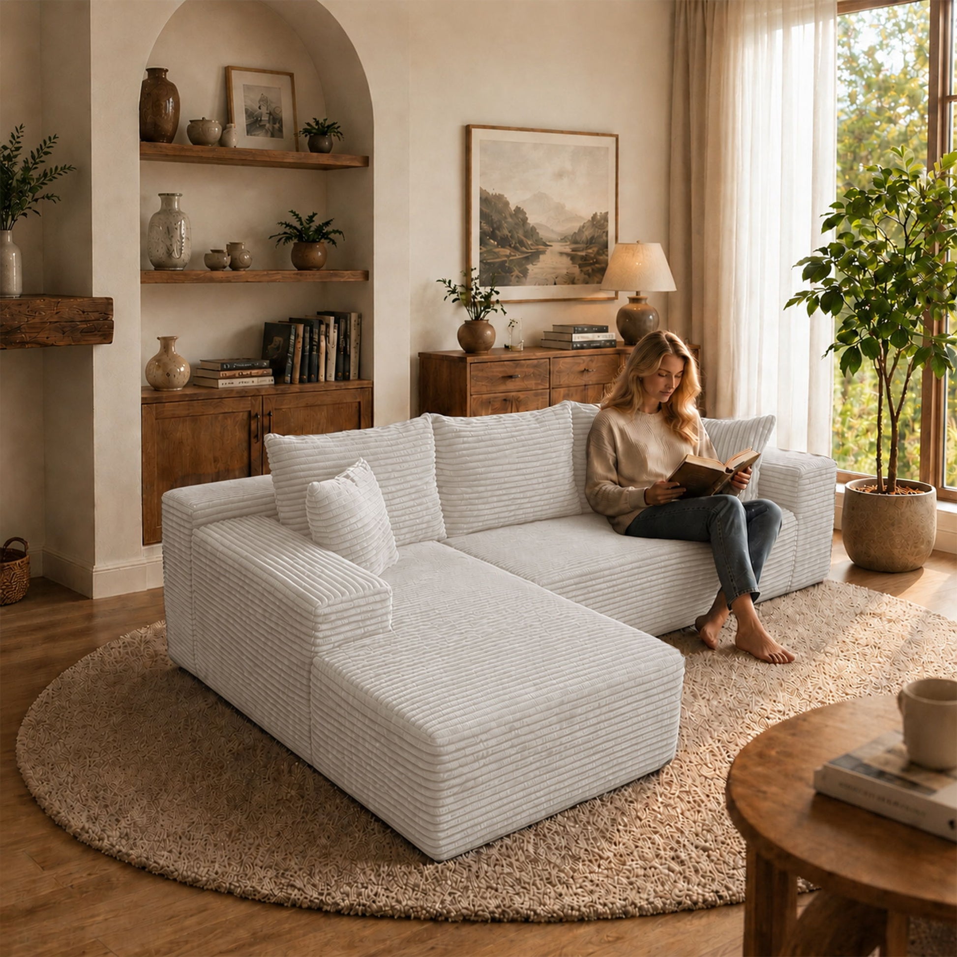 Modern L-Shaped Sectional Sofa With Left Facing Chaise Home Essentials