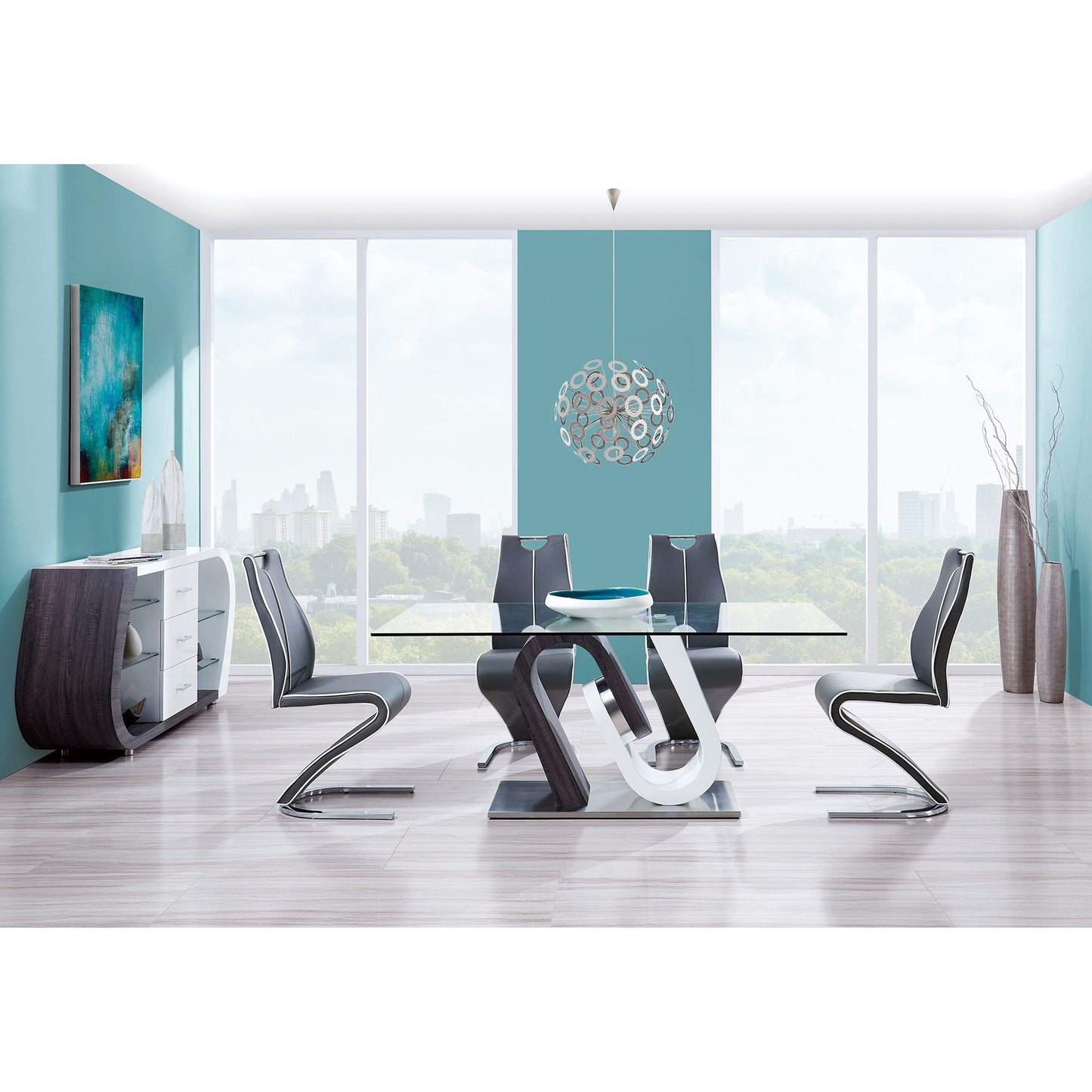 Anne - Dining Table - White / Gray Global Furniture USA