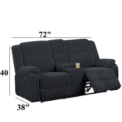 Motion Loveseat Recliner With Console Soft Seat Upholstered For Living Room - Black Home Essentials