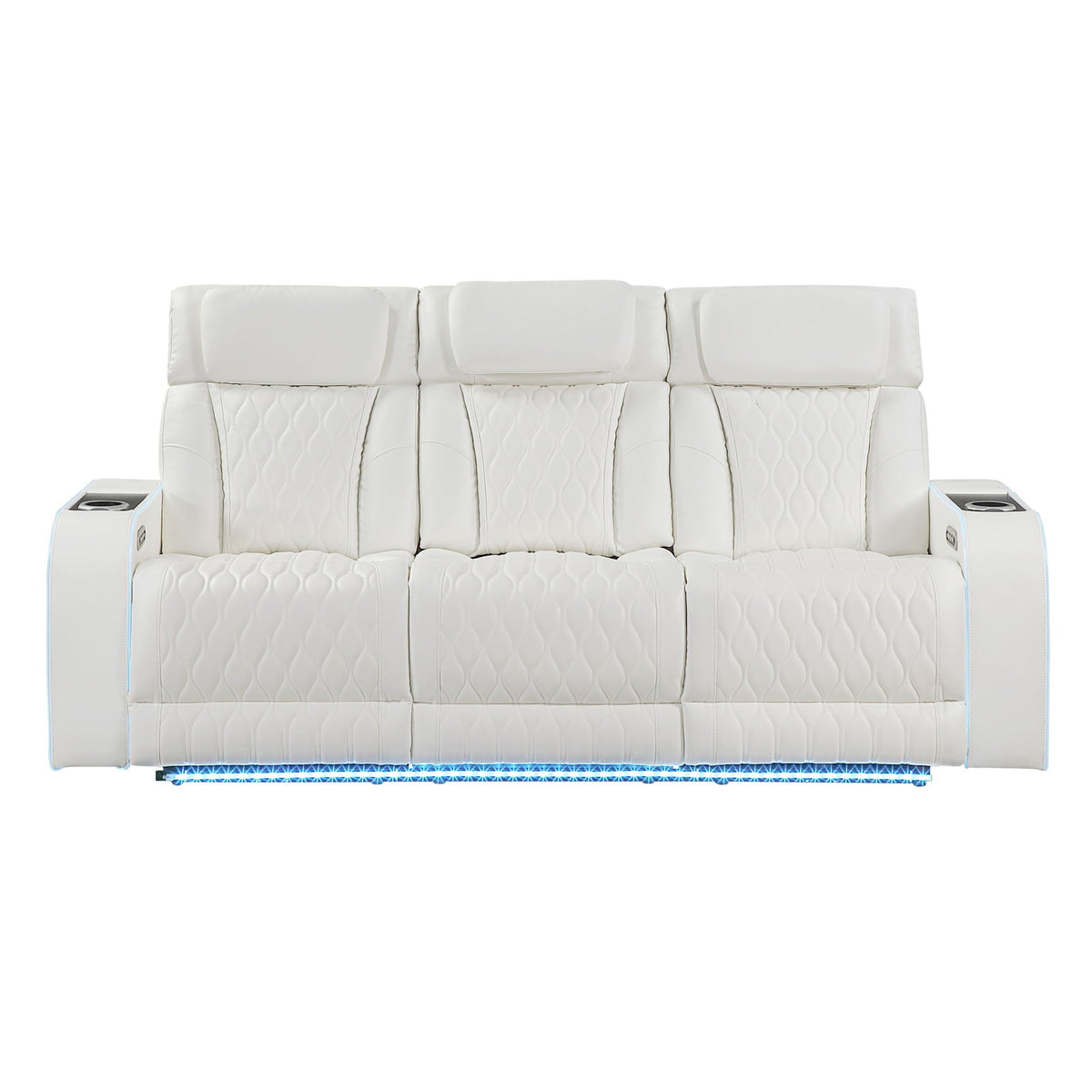 Electra - Power Reclining Sofa With Power Headrests, Drop Down Table, Reading Light, Massage, LED Lighting And USB Control Matrix Furniture Group
