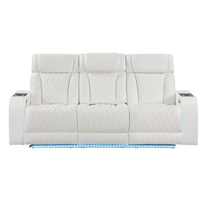 Electra - Power Reclining Sofa With Power Headrests, Drop Down Table, Reading Light, Massage, LED Lighting And USB Control Matrix Furniture Group