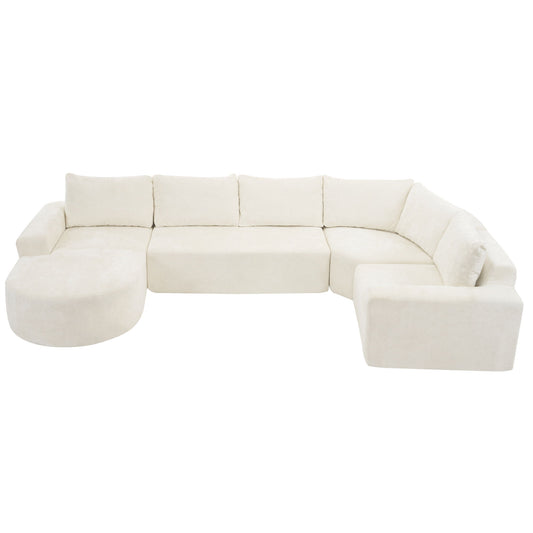 Modular Cloud Sectional Sofa Set, U-Shaped Upholstered Couch With Deep Seat Noble House