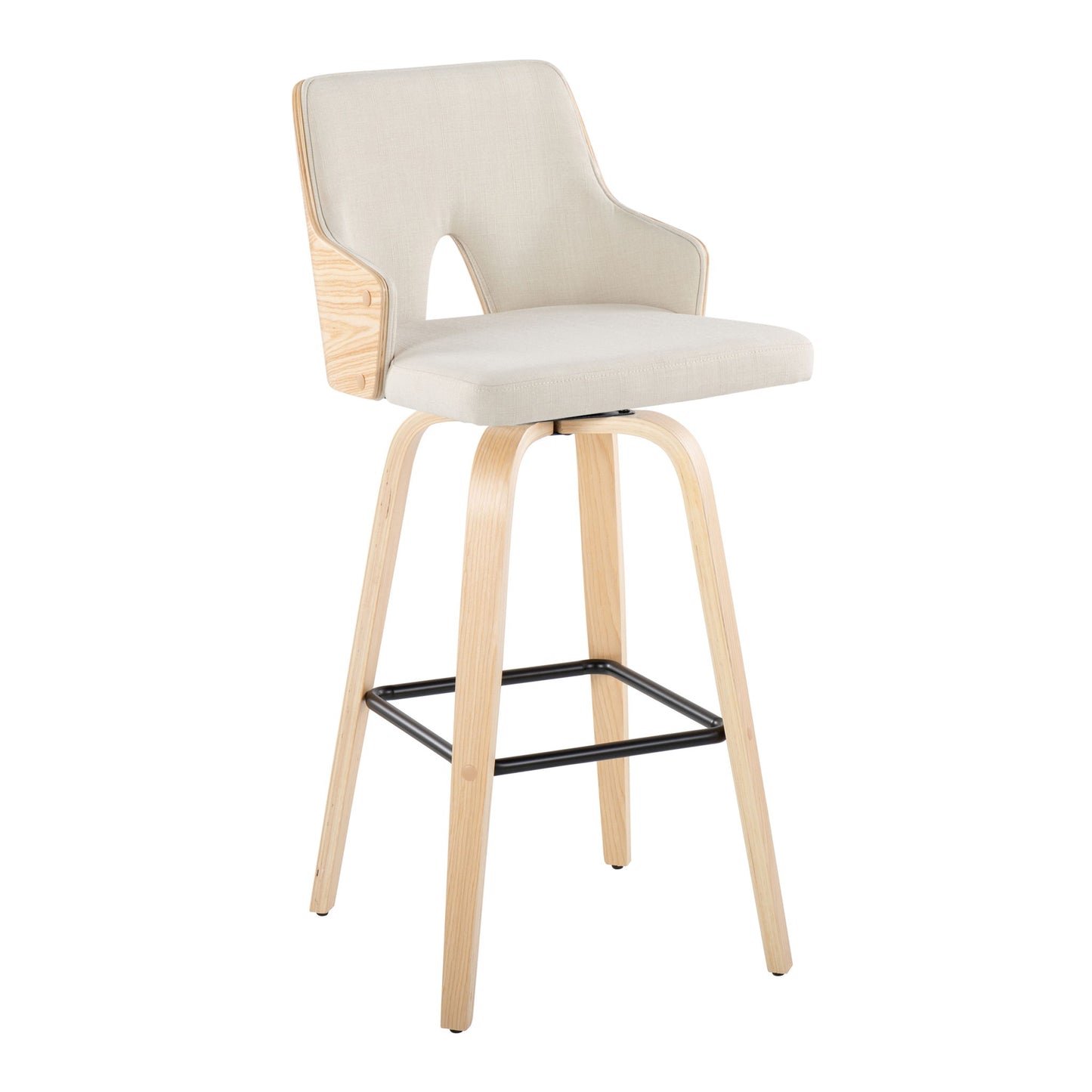 Stella - Contemporary Fixed Height Barstool With Swivel Square Footrest (Set of 2) Lumi Source
