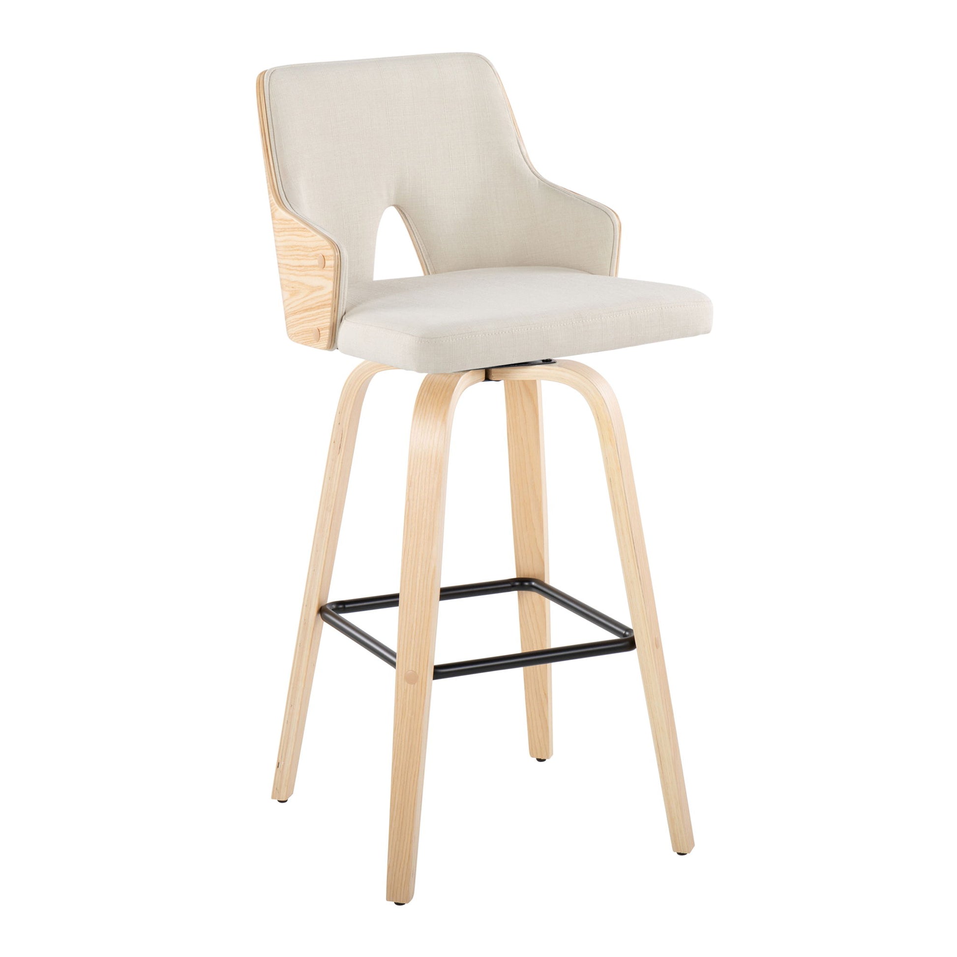 Stella - Contemporary Fixed Height Barstool With Swivel Square Footrest (Set of 2) Lumi Source