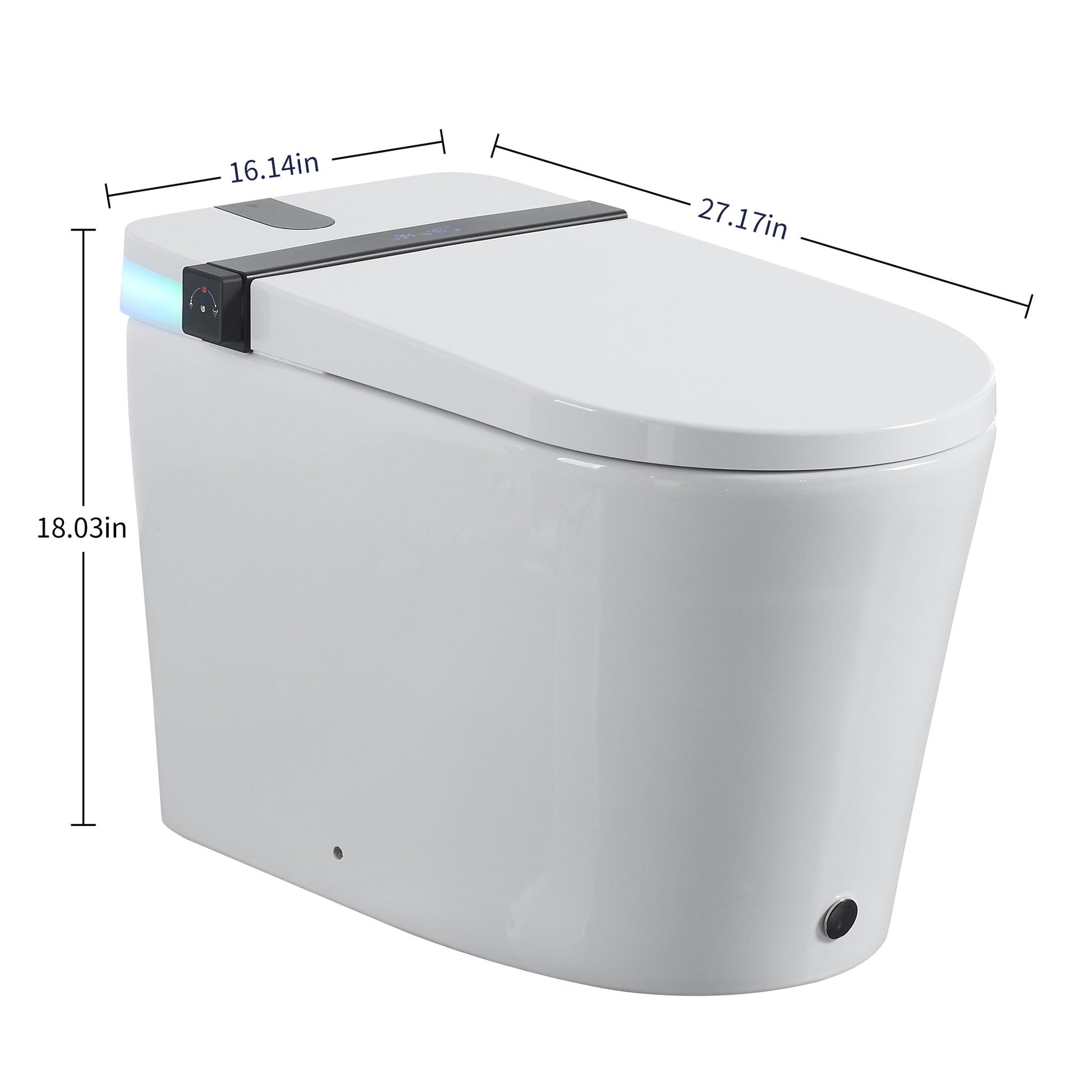 Smart Toilet With Bidet Seat Built In, Auto Open / Close Seat, Foot Sensor, LED Display - White Daily Nest