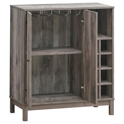 Cheyenne - 2 Door Home Bar Wine Cabinet - Weathered Acacia CoasterEveryday