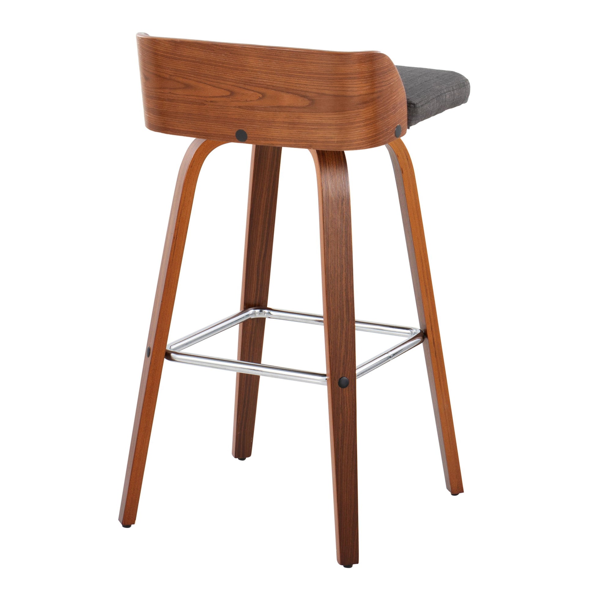 Maya - Mid Century Modern Fixed Height Barstool With Swivel With Square Footrest (Set of 2) Lumi Source