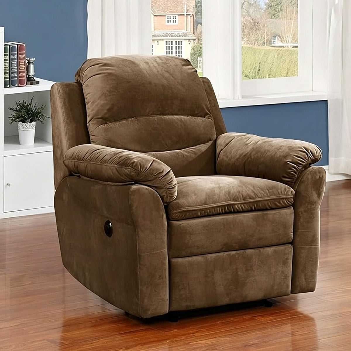 Electric Recliner Chair With USB Port And Gentle Lumbar Massage - Brown Home Essentials